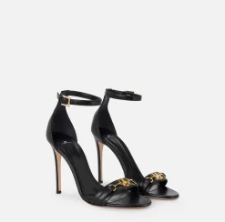 Elisabetta Franchi Sandals|Nappa leather sandal with shield horsebit Black