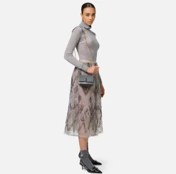 Elisabetta Franchi Strap Bags|Nappa leather shoulder bag with bellows Steel