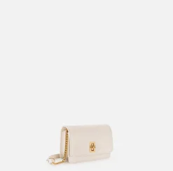 Elisabetta Franchi Strap Bags|Nappa leather shoulder bag with bellows Butter