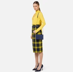Elisabetta Franchi Strap Bags|Nappa leather shoulder bag with logo plaque Navy