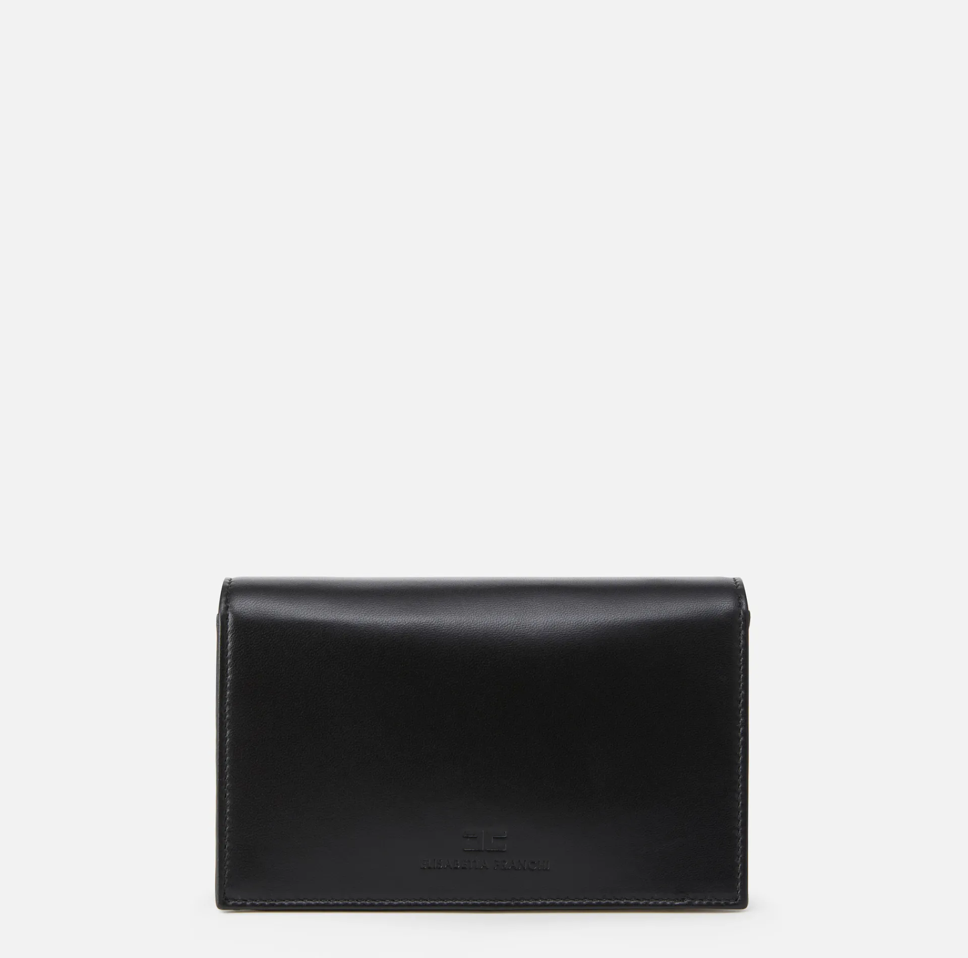 Elisabetta Franchi Strap Bags|Nappa leather shoulder bag with logo plaque Black