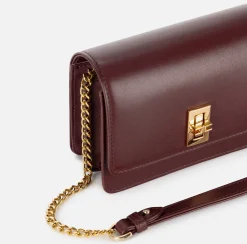 Elisabetta Franchi Strap Bags|Nappa leather shoulder bag with bellows RougeNoir
