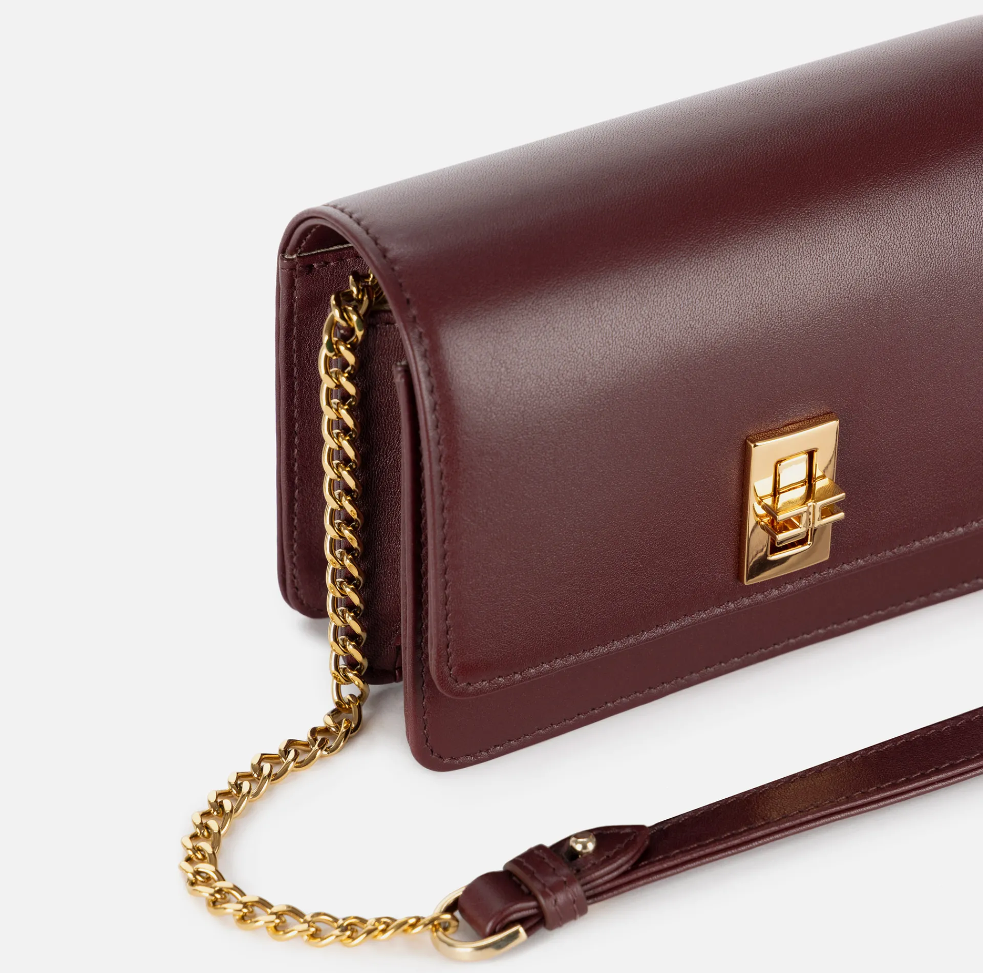 Elisabetta Franchi Strap Bags|Nappa leather shoulder bag with bellows RougeNoir