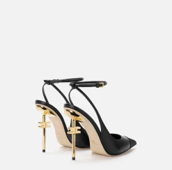 Elisabetta Franchi Pumps|Nappa leather slingback on sculpted heel Black/Black