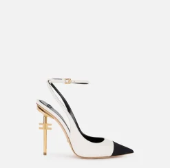 Elisabetta Franchi Pumps|Nappa leather slingback on sculpted heel Butter/Black