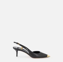 Elisabetta Franchi Pumps|Nappa leather slingback with metal toecap Black