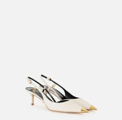 Elisabetta Franchi Pumps|Nappa leather slingback with metal toecap Butter
