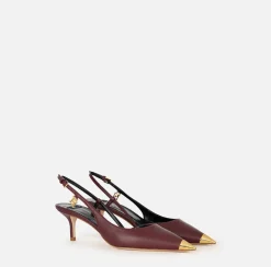 Elisabetta Franchi Pumps|Nappa leather slingback with metal toecap RougeNoir