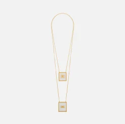 Elisabetta Franchi Jewelry|Necklace with Plexiglas logo plaque YellowGold
