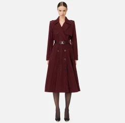 Elisabetta Franchi Jackets And Trench Coats|Nylon trench coat with circle skirt and belt