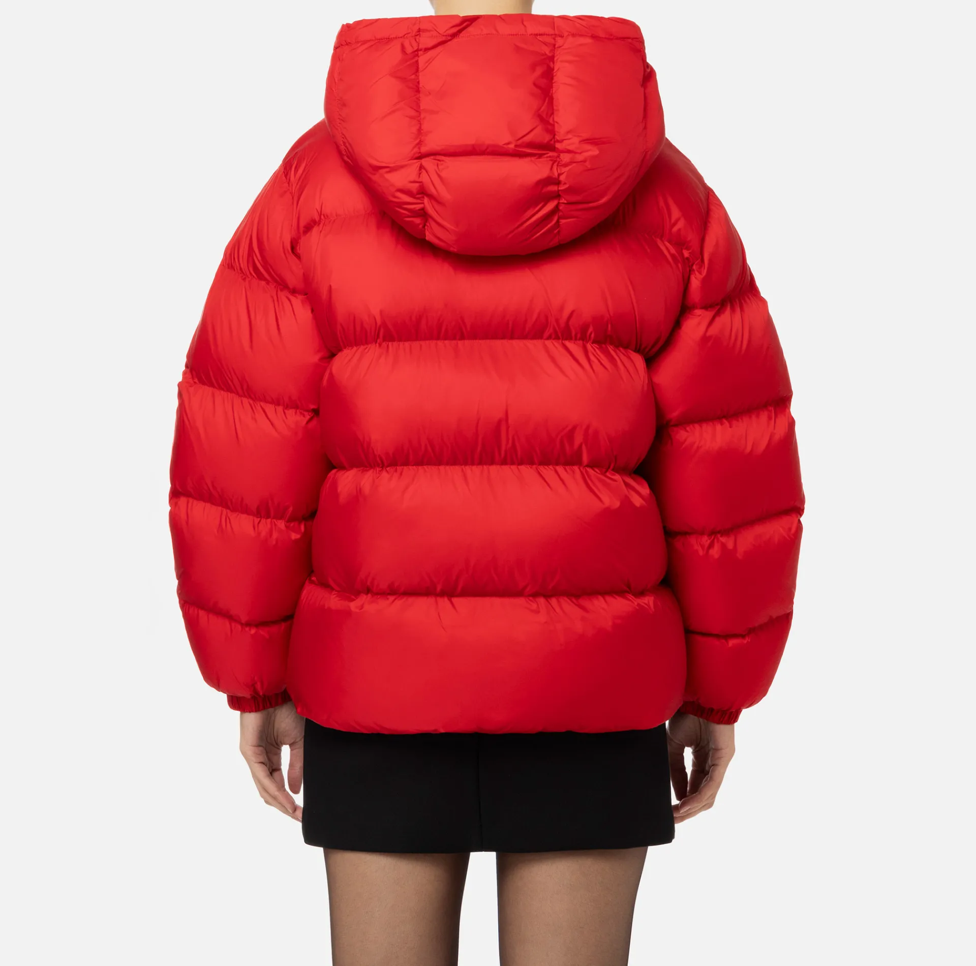 Elisabetta Franchi Coats And Jackets|Oversized down jacket in shiny nylon RedPassion