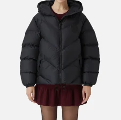 Elisabetta Franchi Coats And Jackets|Oversized down jacket in shiny nylon Black