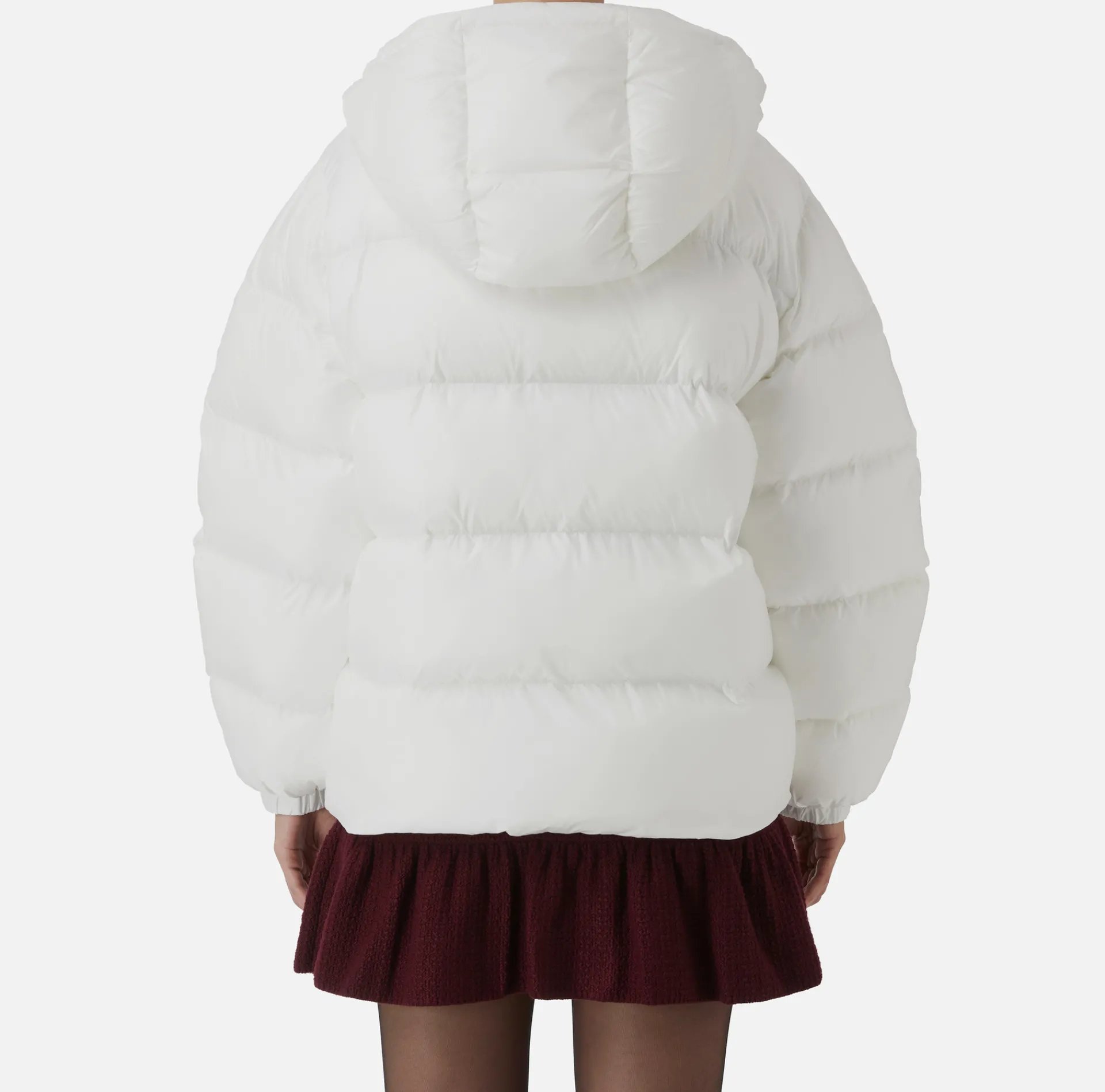 Elisabetta Franchi Coats And Jackets|Oversized down jacket in shiny nylon Ivory