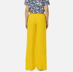 Elisabetta Franchi Trousers And Shorts|Palazzo trousers in enver satin fabric with horsebit Mimosa/Navy