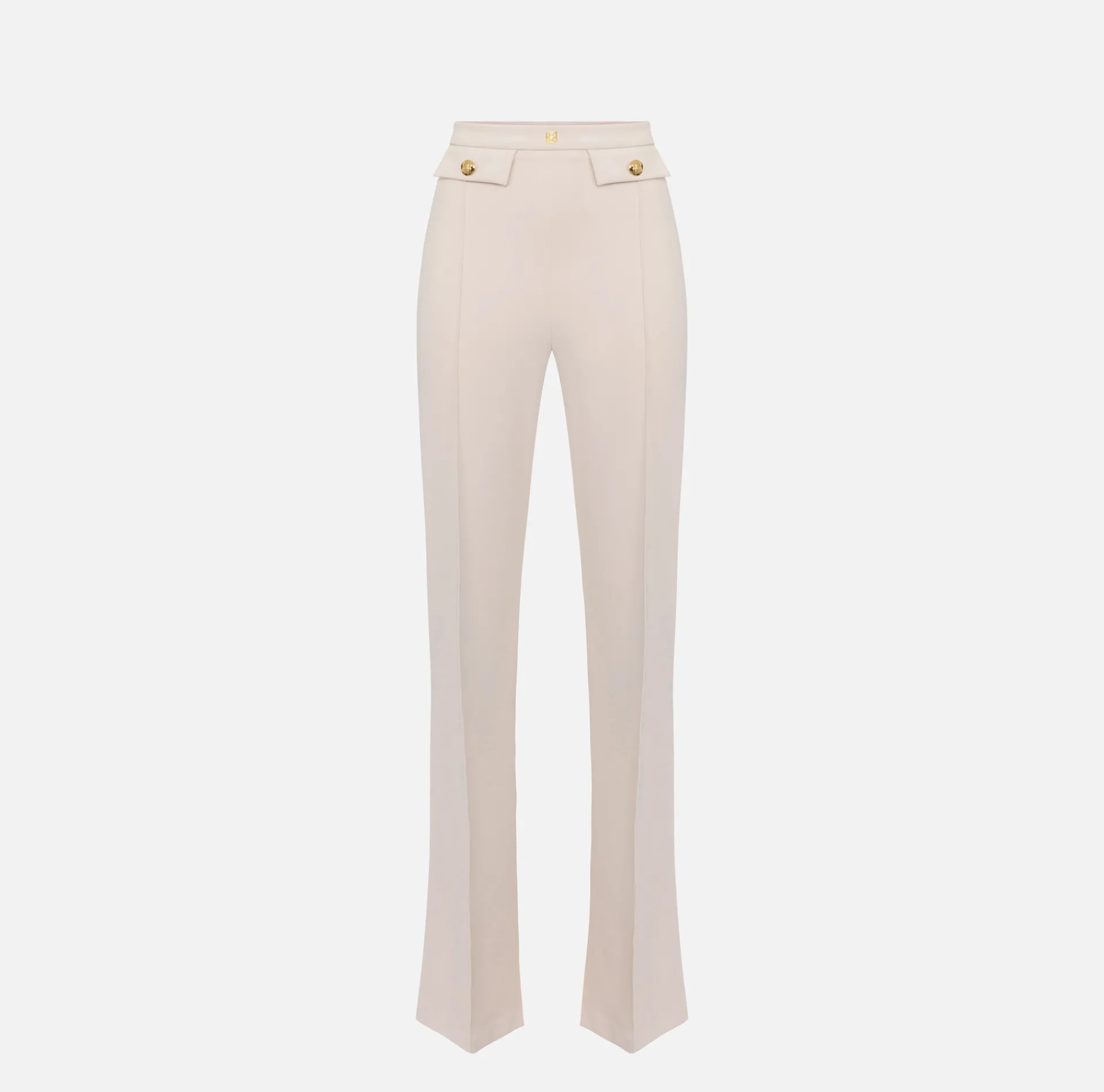 Elisabetta Franchi Trousers And Shorts|Tailleur|Palazzo trousers in stretch crêpe fabric with logo rivet Butter