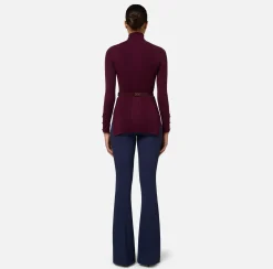 Elisabetta Franchi Trousers And Shorts|Palazzo trousers in stretch crêpe fabric with horsebit Navy