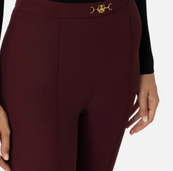 Elisabetta Franchi Trousers And Shorts|Palazzo trousers in stretch crêpe fabric with horsebit RougeNoir