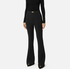 Elisabetta Franchi Trousers And Shorts|Palazzo trousers in stretch crêpe fabric with horsebit Black