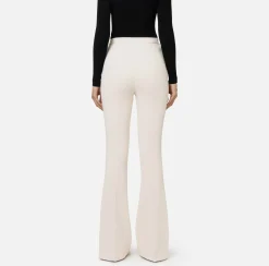 Elisabetta Franchi Trousers And Shorts|Palazzo trousers in stretch crêpe fabric with horsebit Butter