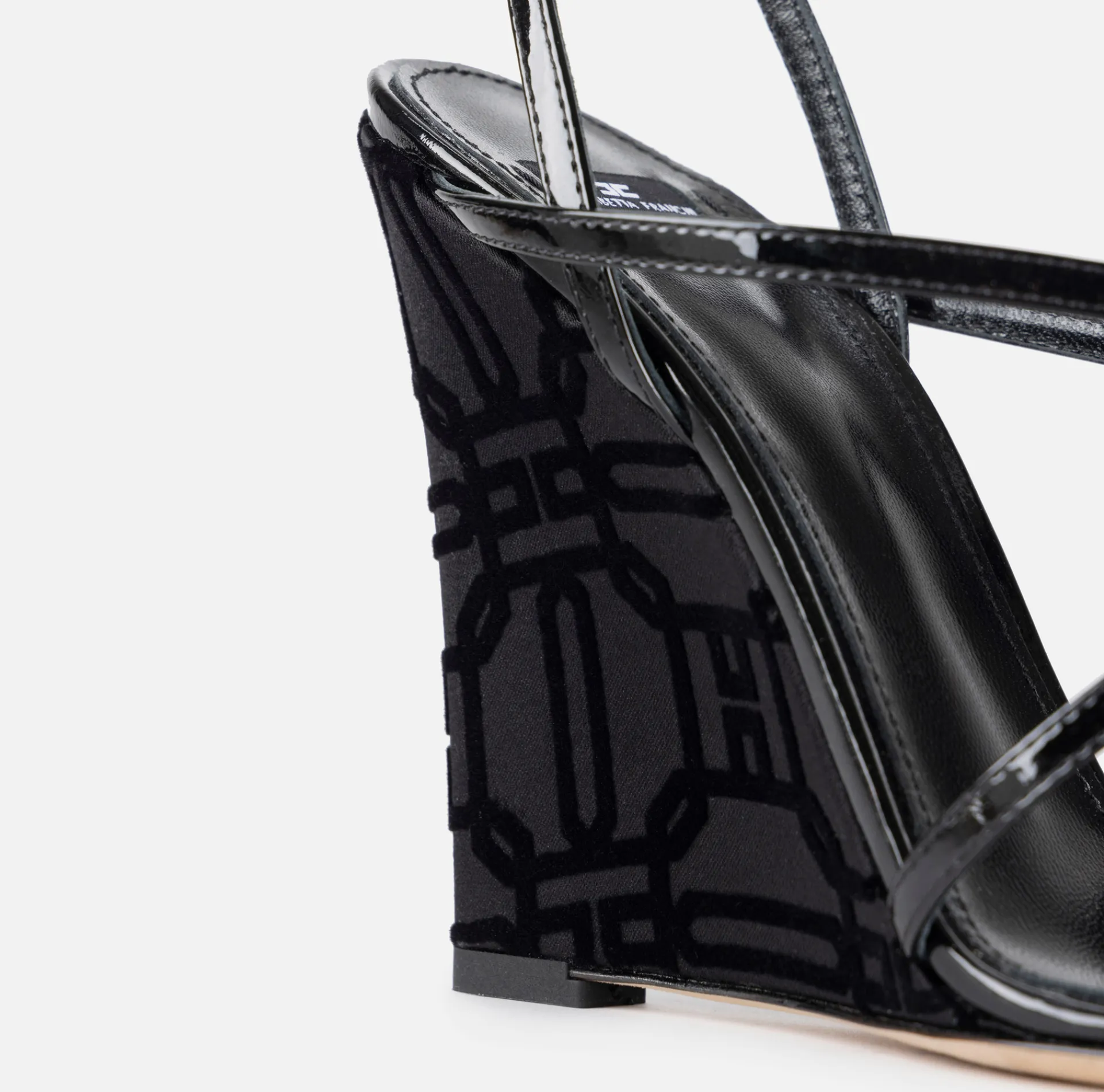 Elisabetta Franchi Sandals|Patent leather sandals with satin wedge Black