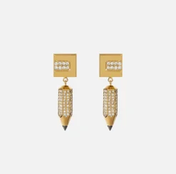 Elisabetta Franchi Jewelry|Pencil-shaped rhinestone earrings