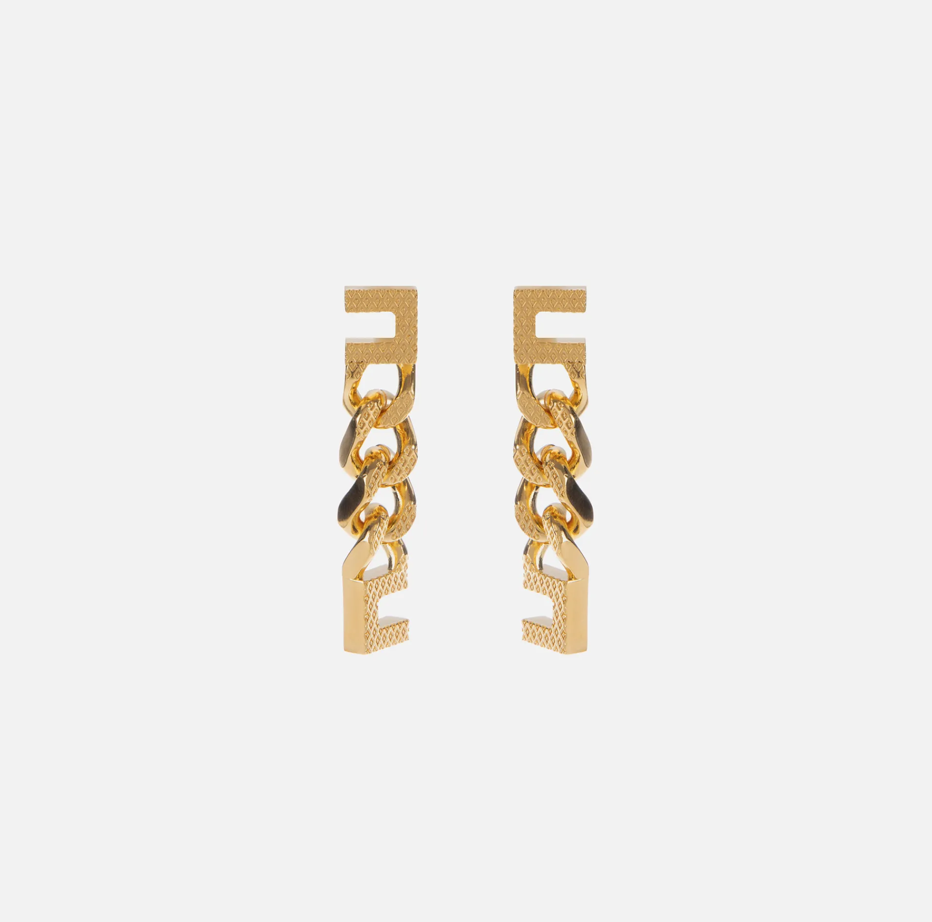 Elisabetta Franchi Jewelry|Pendant metal earrings with knurled groumette chain YellowGold