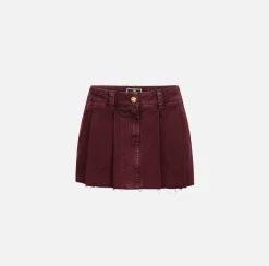 Elisabetta Franchi Skirts|Pleated denim miniskirt RougeNoir