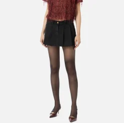 Elisabetta Franchi Skirts|Pleated denim miniskirt Black