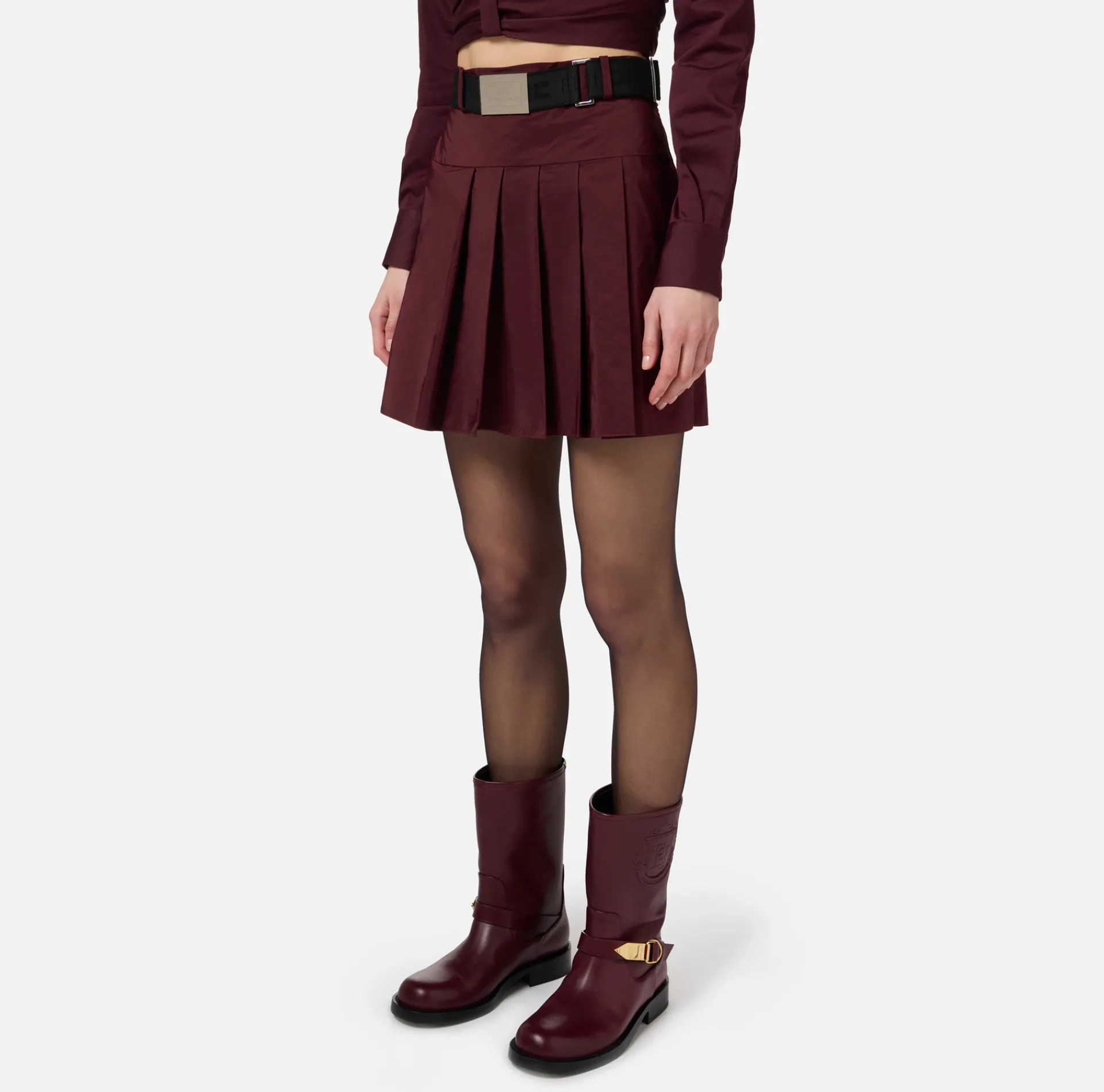 Elisabetta Franchi Skirts|Pleated miniskirt in lightweight technical nylon