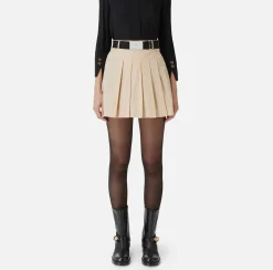 Elisabetta Franchi Skirts|Pleated miniskirt in lightweight technical nylon Cream