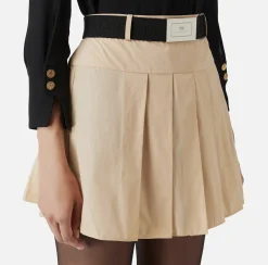 Elisabetta Franchi Skirts|Pleated miniskirt in lightweight technical nylon Cream