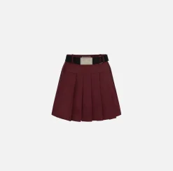 Elisabetta Franchi Skirts|Pleated miniskirt in lightweight technical nylon RougeNoir