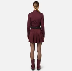 Elisabetta Franchi Skirts|Pleated miniskirt in lightweight technical nylon RougeNoir