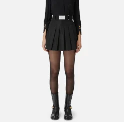Elisabetta Franchi Skirts|Pleated miniskirt in lightweight technical nylon Black