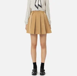 Elisabetta Franchi Skirts|Pleated miniskirt in technical nylon with zip Camel