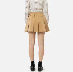 Elisabetta Franchi Skirts|Pleated miniskirt in technical nylon with zip Camel