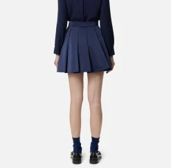Elisabetta Franchi Skirts|Pleated miniskirt in technical nylon with zip Navy