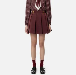 Elisabetta Franchi Skirts|Pleated miniskirt in technical nylon with zip RougeNoir