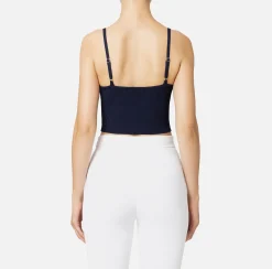 Elisabetta Franchi Top And T-Shirts|Pleated-effect viscose bustier top Navy
