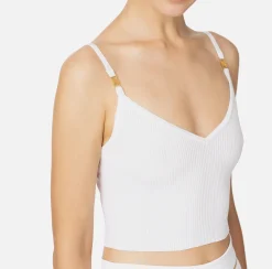 Elisabetta Franchi Top And T-Shirts|Pleated-effect viscose bustier top Ivory