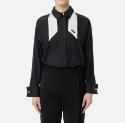 Elisabetta Franchi Shirts And Blouses|Poplin shirt with contrasting tie Black