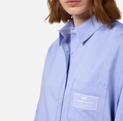 Elisabetta Franchi Shirts And Blouses|Poplin shirt with embroidered organza label OxfordGray