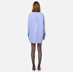 Elisabetta Franchi Shirts And Blouses|Poplin shirt with embroidered organza label OxfordGray