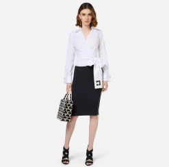 Elisabetta Franchi Shirts And Blouses|Poplin shirt with embroidered sash belt White