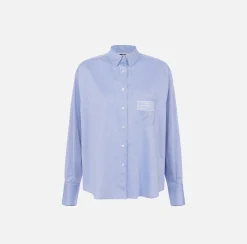 Elisabetta Franchi Shirts And Blouses|Poplin shirt with logo label OxfordGray