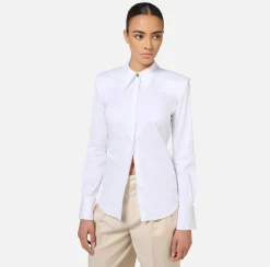 Elisabetta Franchi Shirts And Blouses|Poplin shirt with structured shoulders White