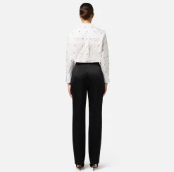 Elisabetta Franchi Shirts And Blouses|Printed poplin shirt with logo label White/Black
