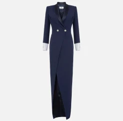 Elisabetta Franchi Red Carpet Dresses|Red Carpet|Red carpet crêpe dress with satin lapels