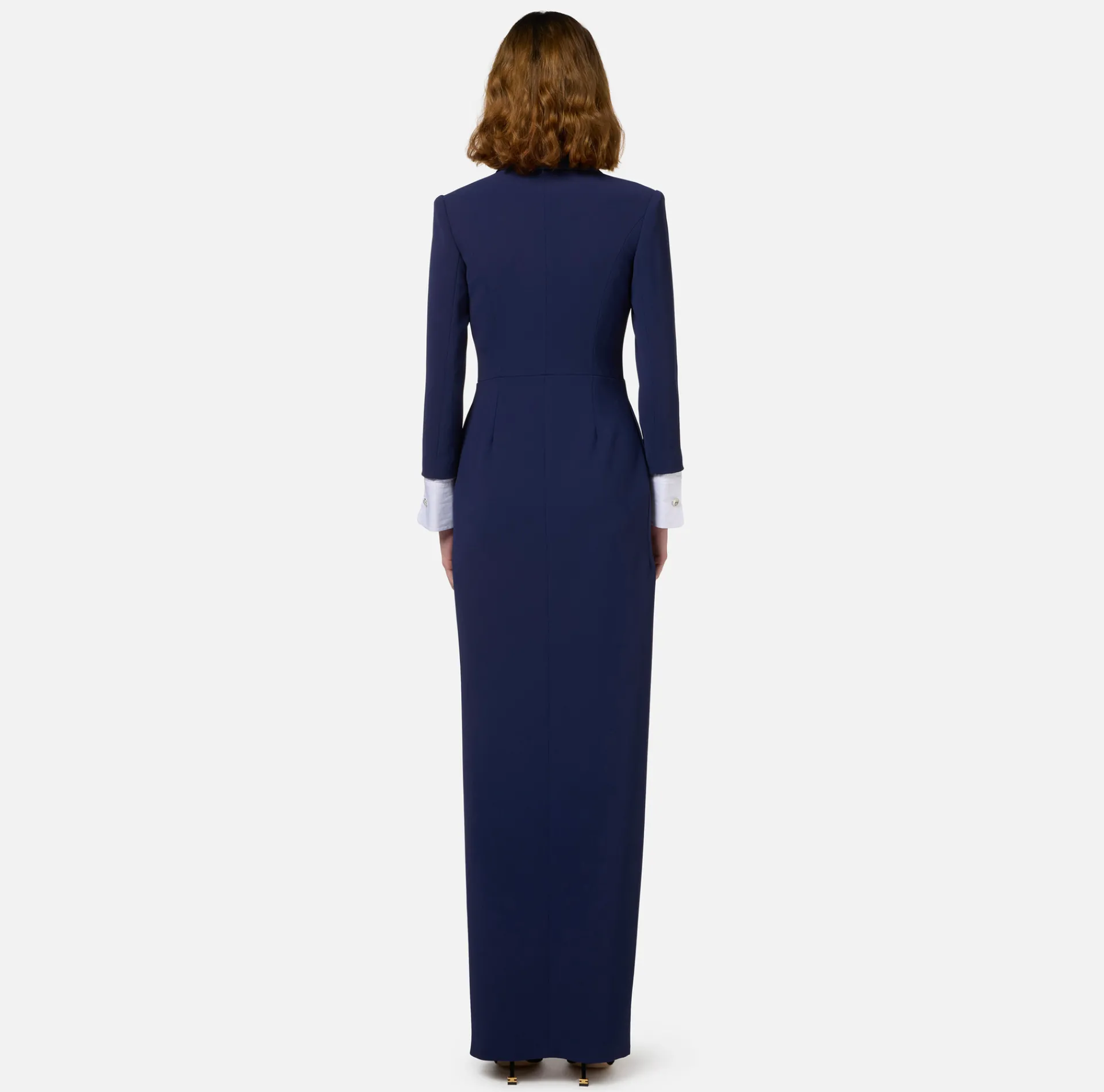 Elisabetta Franchi Red Carpet Dresses|Red Carpet|Red carpet crêpe dress with satin lapels