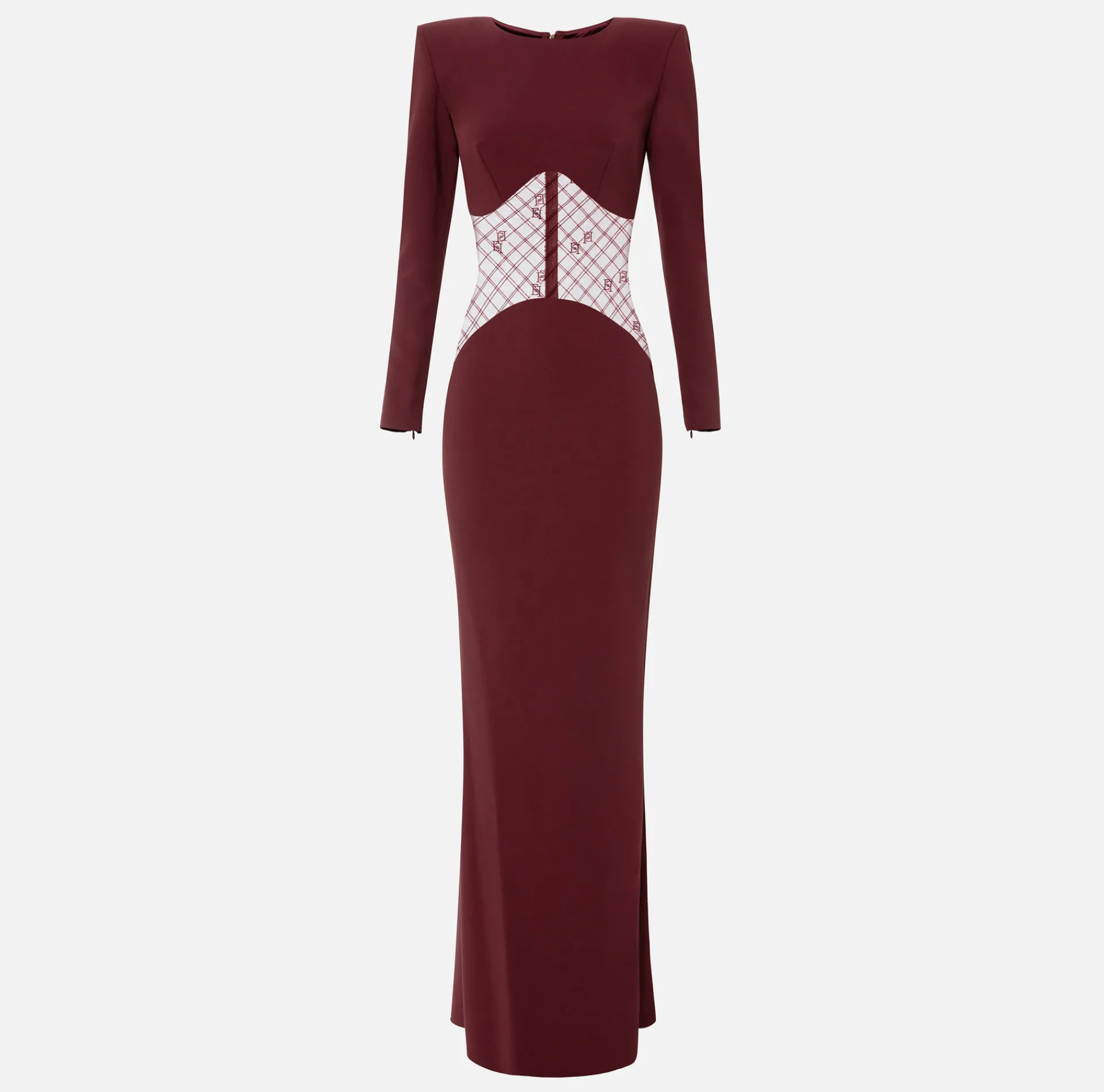 Elisabetta Franchi Red Carpet Dresses|Red Carpet|Red carpet dress in crêpe fabric with flocked tulle insert RougeNoir